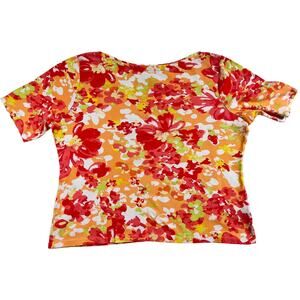 Charter Club Luxury Summer Top Woman PL PETITE L 100% Pima Cotton Pastel Floral